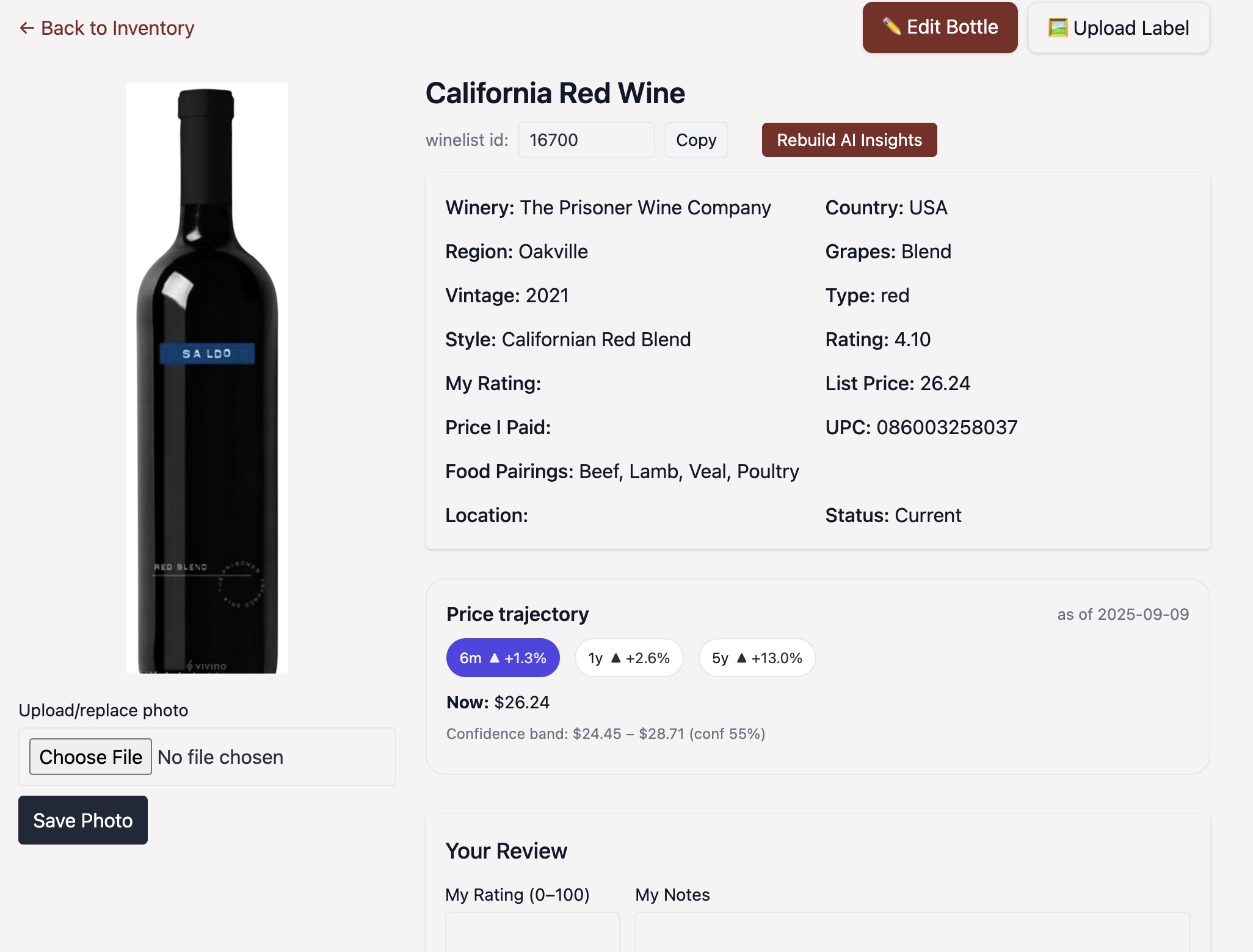Bottle detail screenshot placeholder